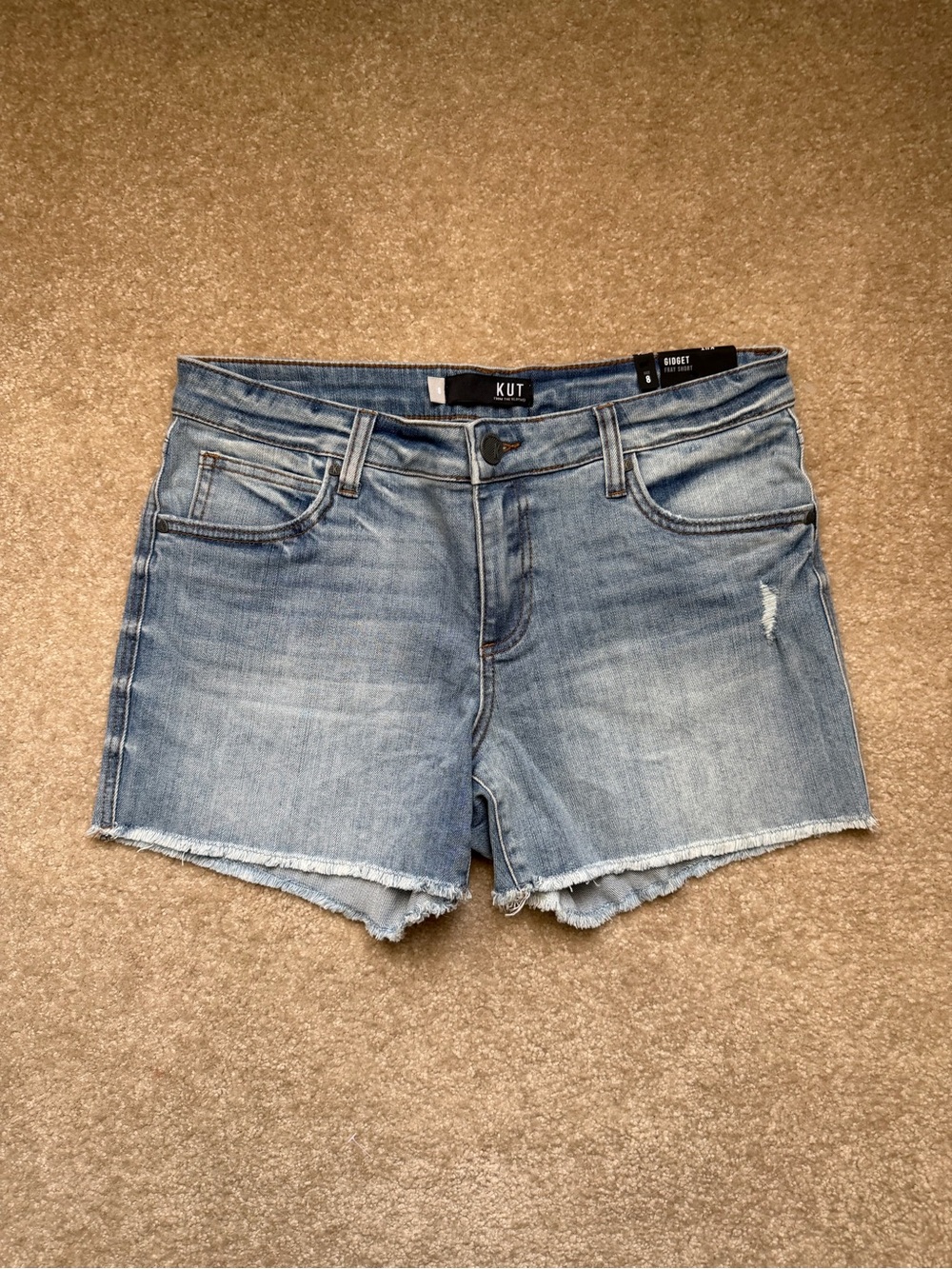 KUT from the Kloth Light Wash Denim Frayed Hem Shorts